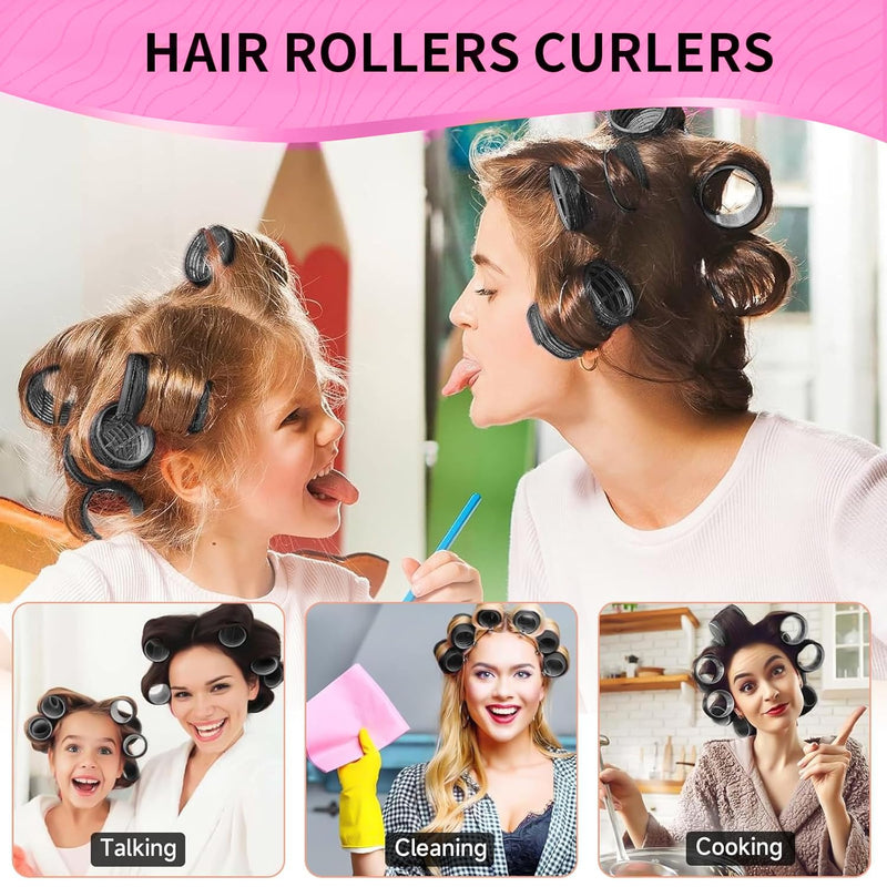 50PCS Hair Rollers Set,Hair Curlers Rollers with Clips - eco-friendly Nylon Material,4-sizes for Various Curls - Perfect for Styling and Volume,60 45 36 25mm/24pc rollers & 24pc Curl Clips