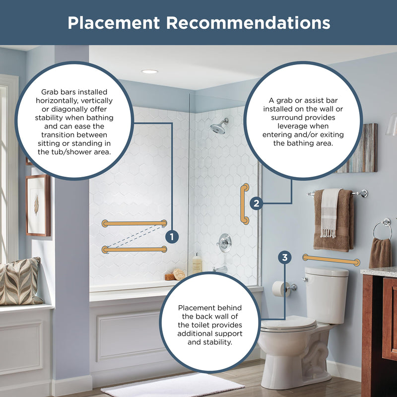 Safety First 5918SN Beveled Edge Concealed Mount Safety Bath and Shower Grab Bar, 1-1/4-Inch x 18-Inch, Satin Nickel 1.25 x 18 Inch