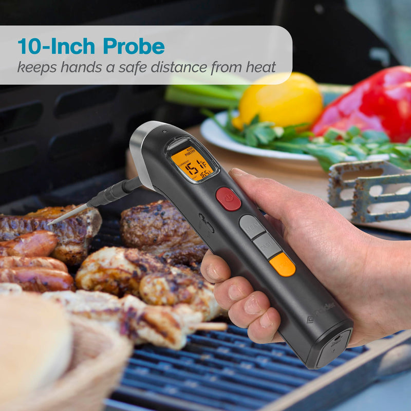 Polder Smart Probe Instant Read Thermometer, Meat Thermometer for Grilling and Cooking, Comes with 2 Removable Probes and 10 Preset Temperatures, Built-in Torch Light, Backlit Screen Digital Display