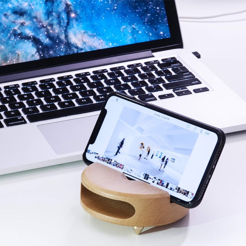 Wooden Phone Dock - Sound Amplifier & Holder, Compatible with Smartphone, Mini Pad - Beech