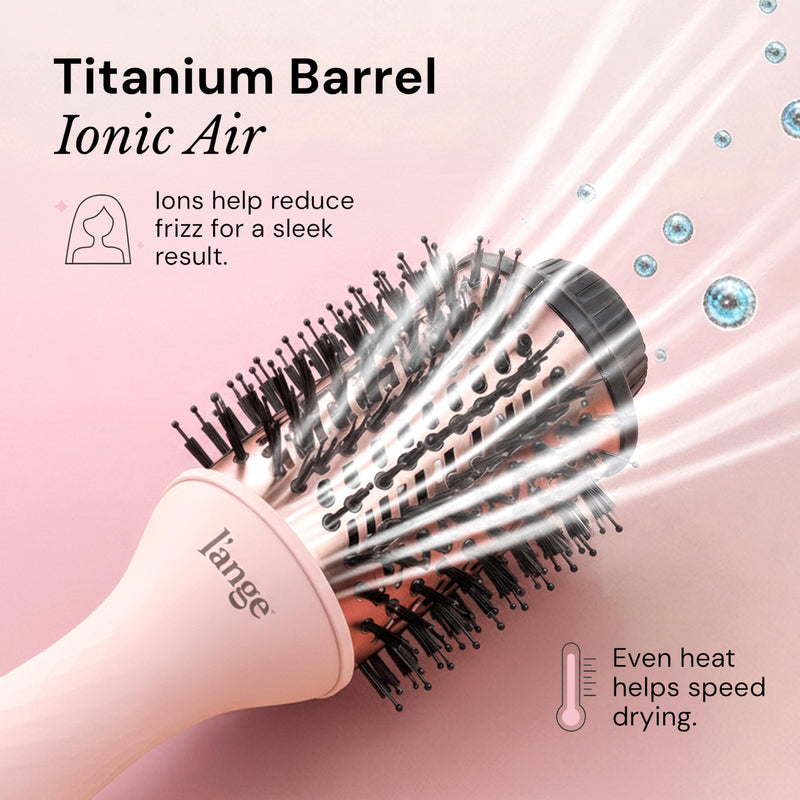 [AUSTRALIA] - L'ANGE HAIR Le Volume 2-in-1 Titanium Hair Dryer Brush - 75MM Hot Air Blow Dryer Brush - Thermal Brush with Oval Barrel - Hot Hair Styler for Smooth, Frizz-Free Results - Blush