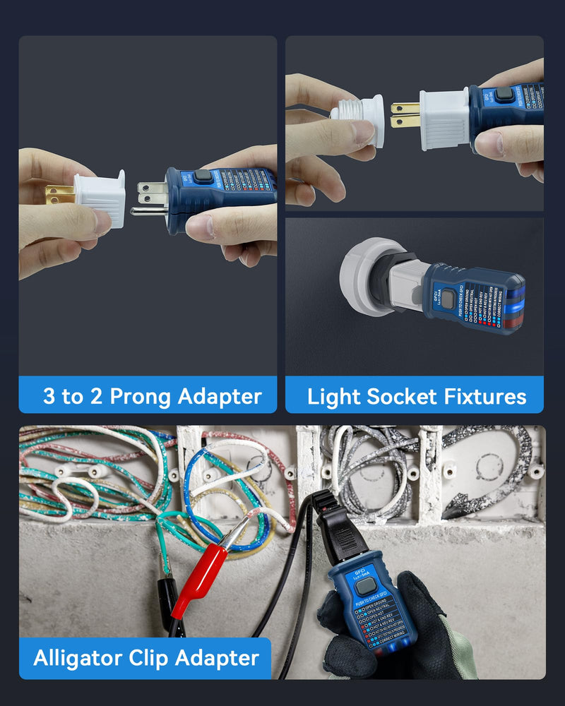 Circuit Breaker Finder with LCD Display, GFCI Outlet Tester, 90-130V Electrical Circuit Tracer Tool with NCV Tset & Flashlight, Includes Carrying Case with Adapter, Alligator Clips