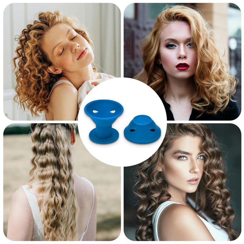 Silicone Hair Rollers Heat-Free Styling, 40 Pack (20 Large + 20 Small) with Hairnet in PVC Bag, Safe Hairdressing Tool for Women and Girls(Dark blue)