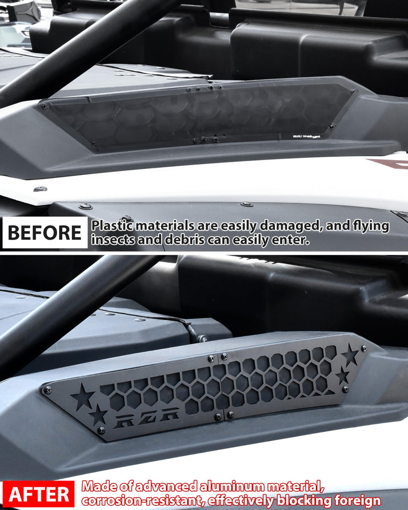 KEWISAUTO Air Intake Cover Black Aluminum Combined Mesh Engine Side Vent Grill Filter-Air Inlet Protection Cover Bezel for Polaris RZR XP / XP4 1000 2024 2025 Accessories (4PCS)