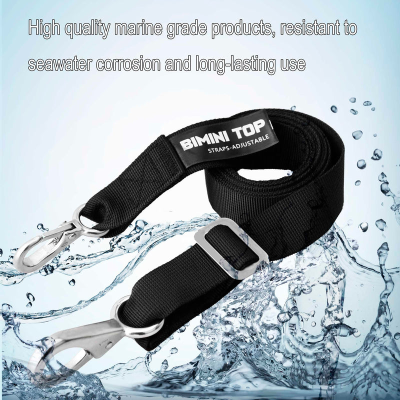 Adjustable Bimini Top Straps,Marine Awning Webbing Straps with Stainless Stee Heavy Duty Snap Hooks from 24" - 60",Bimini Top Hardware,Marine Nylon Top Strap 2PCS