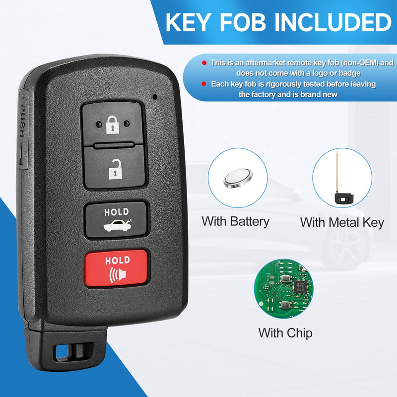 Key Fob Replacement Remote fits for Toyota Camry Avalon Corolla 2013 2014 2015 2016 2017 2018 Smart Car Keyless Entry Remote HYQ14FBA 281451-0020G 314.3Mhz 8A