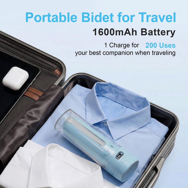 Electric Portable Bidet for Travel & Outdoor, Whisper-Quiet Handheld Sprayer with 3 Pressure Modes, 1600mAh USB-C Rechargeable, IPX7 Waterproof (Sky Blue) 1 Sky blue