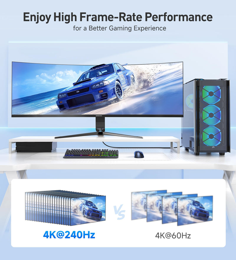 Cable Matters [Ultra High Speed HDMI Certified] Braided 48Gbps 8K HDMI Cable 16.4 ft / 5m with 8K@60Hz, 4K@240Hz and HDR Support for PS5, Xbox Series X/S, RTX3080 / 3090, Apple TV and More in White