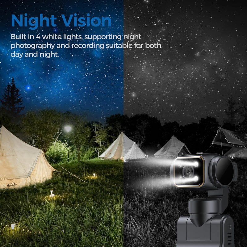 Pocket Body Camera with Audio & Video Recording Vlogging Camera | Portable Video Recorder with 180° Rotating Lens Handheld POV Cameras with Night Vision for Sport/Outdoor/Riding