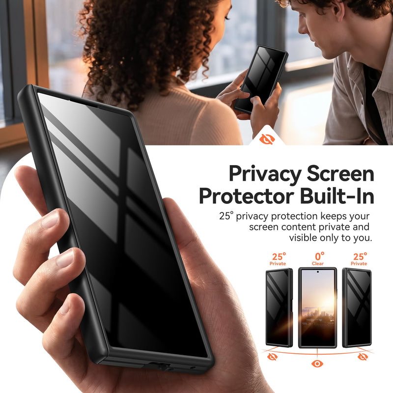 BERFY for Samsung Galaxy Z Fold 8 Ultra Case, Compatible with MagSafe,Black | Privacy Screen Protector, Hidden Kickstand, Military Grade Hinge Protection, Full Body Shockproof Magnetic Phone Case Black For Z Fold 8 Ultra Case