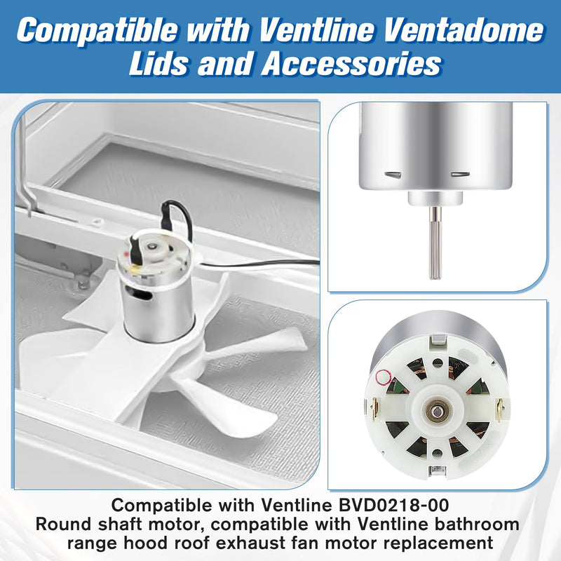 Saillong 1 Pcs 12V DC Fan Motor Compatible with Ventline BVD0218-00, RV Vent Motor Compatible with Ventline Ventadome Lids and Accessories, Round Shaft for RV Bathroom Roof Exhaust Fan Accessories