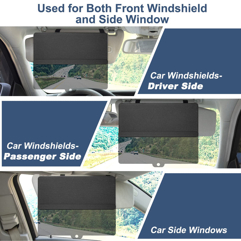 NAZZO Sun Visor Extender for Car, Sun Blocker with PC Sunshade Lens, Magnetic Mounting Adjustable Position, Protect from Glare, UV Rays, Snow Blindness for Safe Driving, Universal for Car, SUV (Black) Black