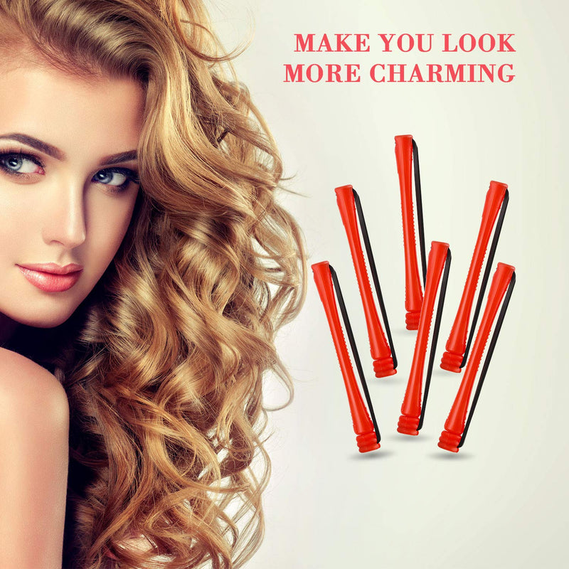  [AUSTRALIA] - WILLBOND 60 Pcs Perm Rods for Short Hair Perming Kit Red Plastic Cold Wave Perming Rods with Steel Pintail Comb Rat Tail Comb 0.2 Inch Hair Curling Rollers for Hairdressing Styling Supplies