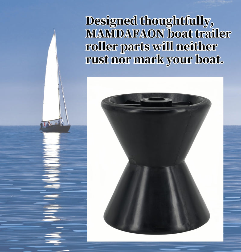 Boat Trailer Roller Parts–Sturdy Bow Roller and Stop,3Inch / 4Inch Boat Trailer Roller with Spoke Fits 1/2" Shaft,PU Marine Keel Trailer Rollers 4 Inch black