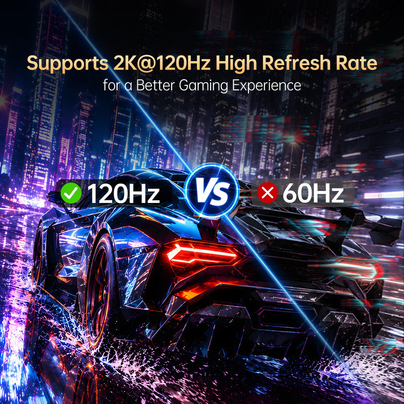 DisplayPort to Dual HDMI Adapter 4K60Hz Display DP 1.4 to 2 HDMI Monitor | Enjoy dual 4K@60Hz output with two HDMI monitors simultaneously supports 2K@120Hz, 1080p@120Hz, HDR, and USB-powered