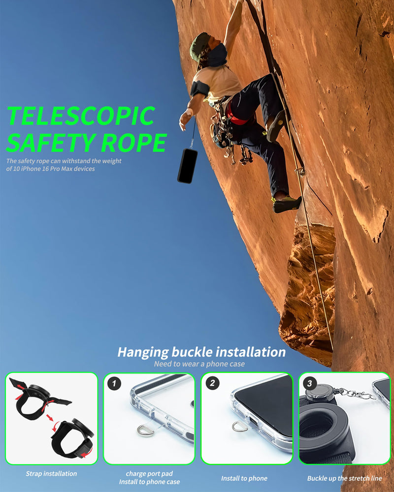 Running Phone Armband&Wristband Holder, Upgraded N52 Magnetic Telescopic Anti-Drop Lanyard, 360° Rotatable Strap for iPhone Samsung Android