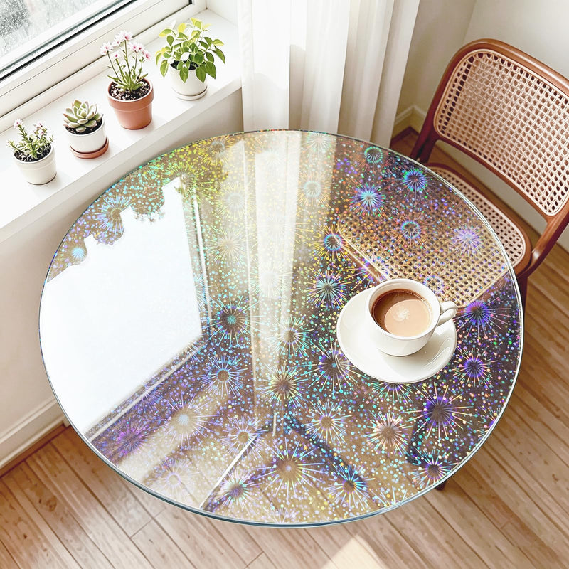 Fireworks Pattern Holographic Sticker Paper Self Adhesive Holographic Window Film Iridescent Clear Contact Paper Transparent Glitter Laminate Sheets Vinyl Film for Book Card DIY Pictures