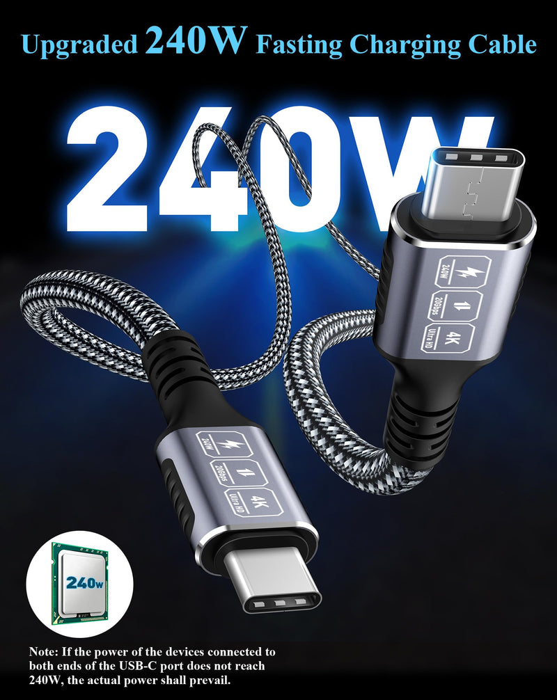 20ft USB-C Cable 240W PD Fast Charging - 20Gbps Data Transfer, 4K@60Hz Video Support, Durable Nylon Braided USB C to USB C Cable for MacBook Pro/Air, iPhone 17/16/15, Samsung Galaxy, PS5, iPad Nylon Braided 20ft 240W