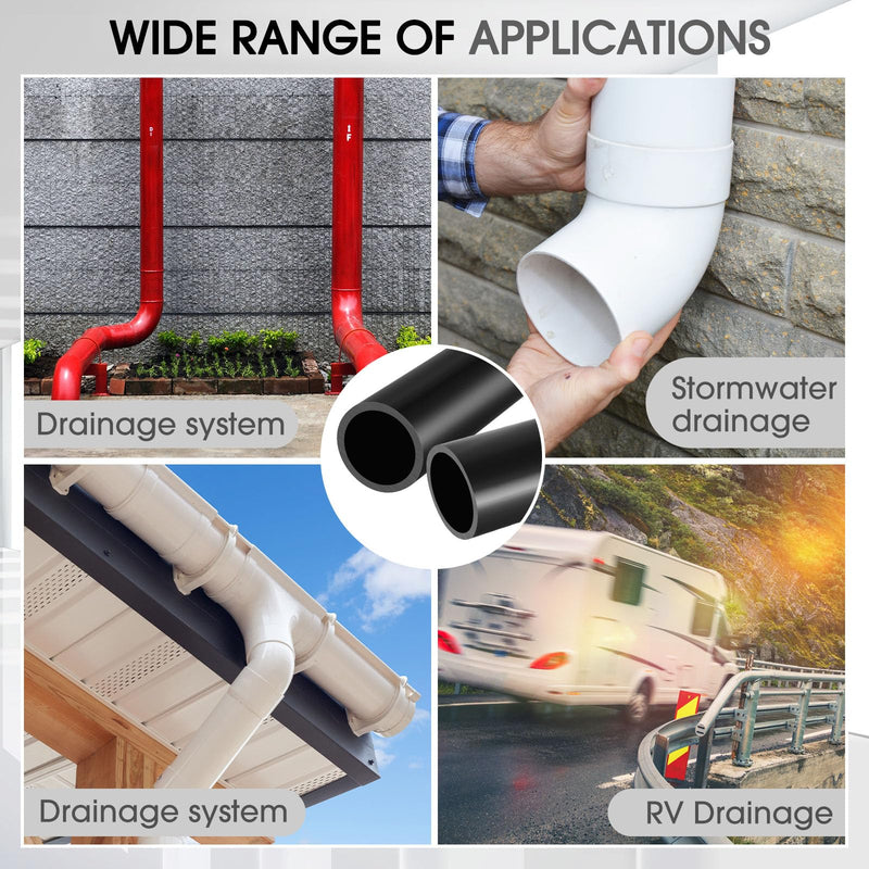 Landical 2 Pcs 1.5 Inch x 2 ft Black ABS Pipe DWV Drain Pipe Plastic Fittings for Drain Waste and Vent