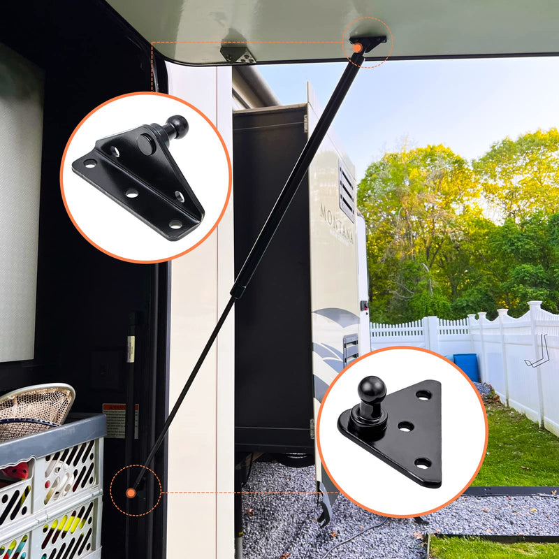 10MM Mounting Bracket, Gas Strut Spring Ball Stud, 2 Angled L-Type Mounts and 2 Flat-Type Mounts with 16 Screws, for Lift-o-mat Gas Shock Mounting Kits, Black by PAMAGOO 10mm