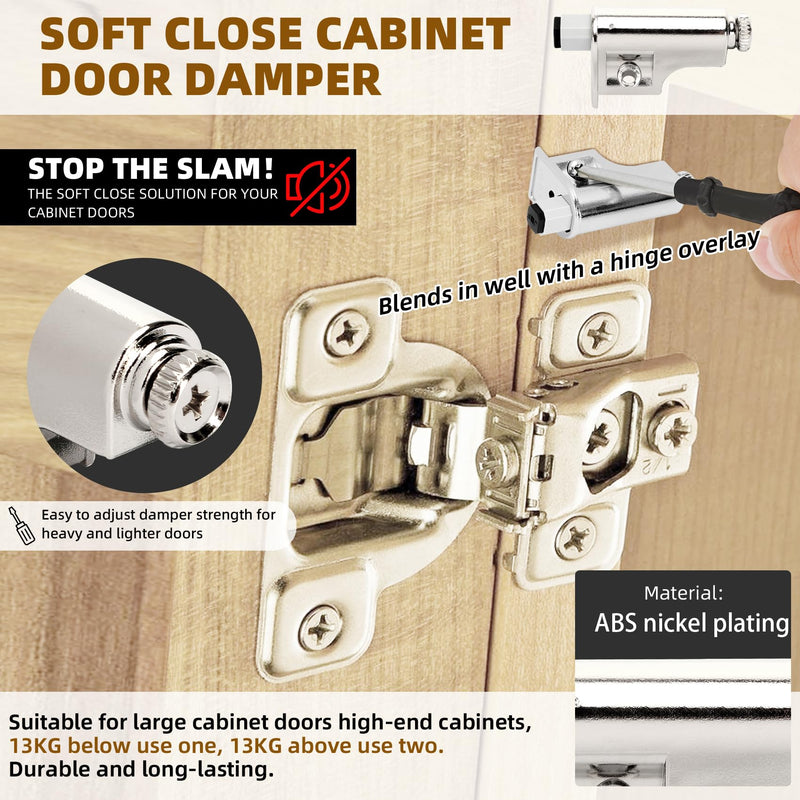25 Pcs Soft Close Cabinet Door Damper, Soft Close Dampers for Cabinet Doors/Wardrobe/Kitchen/Bookcases, Hydraulic Cabinet Buffer Damper, Silent Door Closing, with self-Closing Mechanism 25-PACK