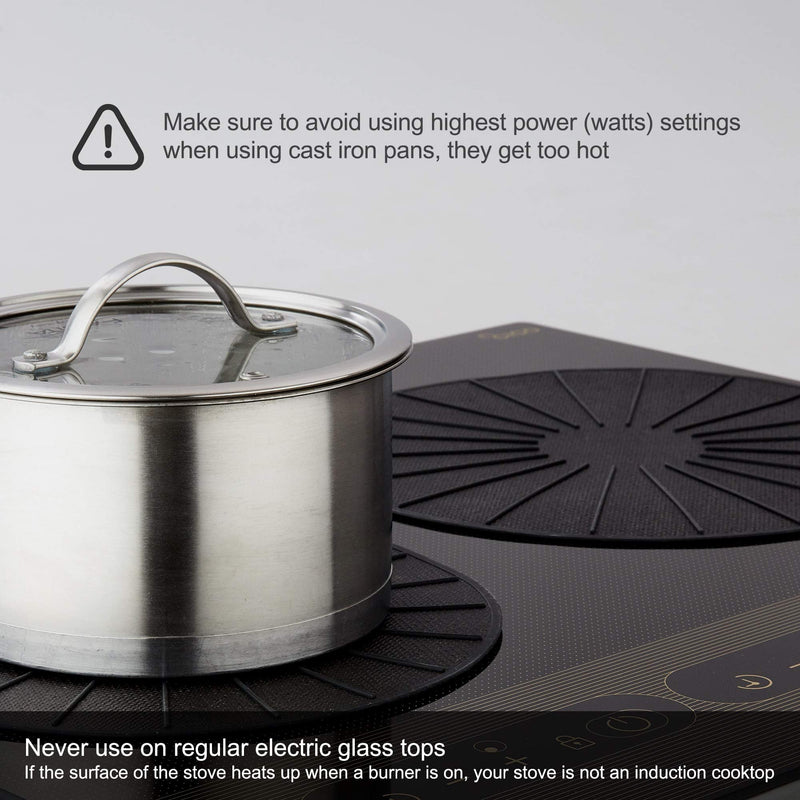 Lazy K Induction Cooktop Mat - Silicone Fiberglass Scratch Protector - for Magnetic Stove - Non Slip Pads to Prevent Pots from Sliding During Cooking_ Black (11inches) 11inches- L(BK)