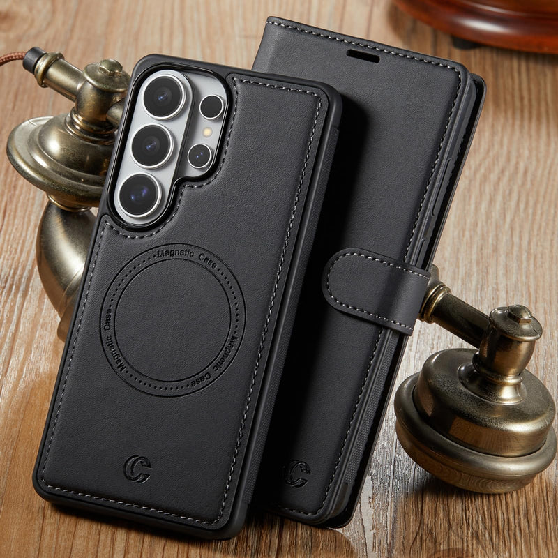 for Samsung Galaxy S26 Ultra Wallet Case, 2-in-1 Detachable Black | Magnetic Case Wallet, PU Leather Flip Cover with Card Holder & Wrist Strap, Detachable Wallet Phone Case, Black