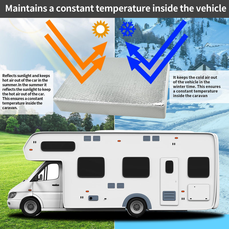 2PCS 14"x14"x3" Universal RV Vent Insulator, RV Skylight Cover with Reflective Surface, Skylight Shade Energy Savings Sunroof Fits for 14 Inch X 14 Inch RV/for Camper Vents 2PACK 14"x14"x3"