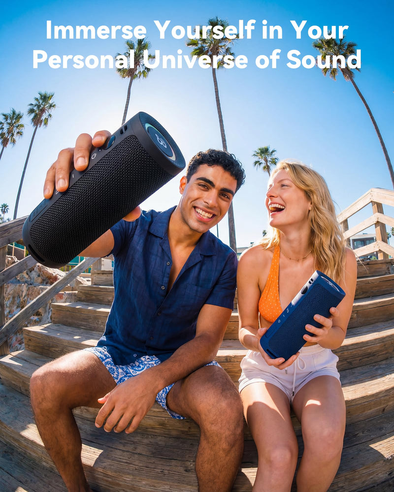 BassBloom Roar 3 Portable Bluetooth Speaker,20W Powerful Sound with Deep Bass,IPX6 Waterproof,24H Playtime,Bluetooth 5.4,RGB Lights,Wireless TWS Pairing (White)