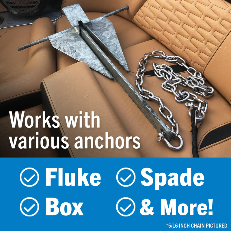 Stainless Steel Anchor Chain, Marine Grade Boat Accessories with Double Shackle Link Ends, for Boats 3/16", 1/4", or 5/16" Chain 4 or 5 Ft 4 FT x 3/16"