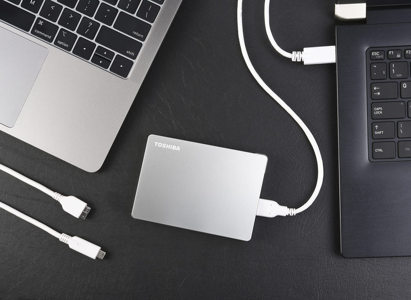 Toshiba Canvio Flex 1TB Portable External Hard Drive USB-C USB 3.0, Silver for PC, Mac, & Tablet - HDTX110XSCAA USB-C & USB 3.0