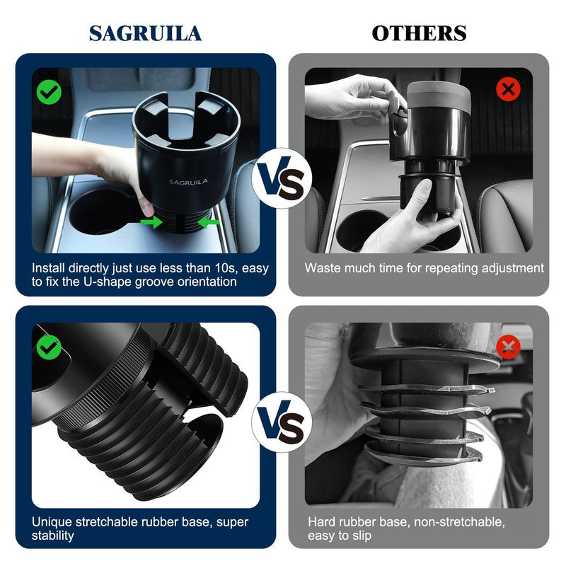 Car Cup Holder Expander, Cup Holder Expander for Car with Stretchable Rubber Base, Large Cup Holder Adapter Compatible with Yeti, Hydro Flask, Nalgene, Stanley, Owala, Bottles in 2.8”-4.13”, 1 Pack