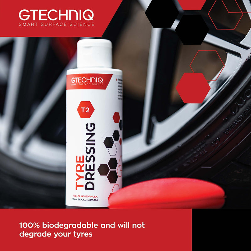 Gtechniq T2 Tire Dressing for Car Tire Shine, Tire Coating Repels Dirt and Grime, Restores Tire Black Finish, Anti-Sling Formula, 100% Biodegradable - 8.5 fl oz (250ml) 250 milliliters