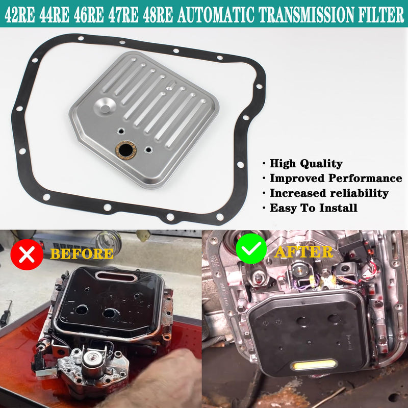 42RE 44RE 46RE 47RE 48RE Automatic Transmission Filter Kit Compatible with 1998-2009 Dodge Ram 1500 2500 3500 Dakota Durango Grand Cherokee Replaces# 52118789 5211-8789