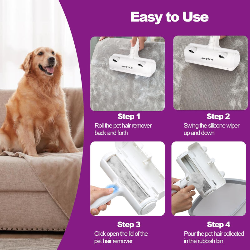 Pet Hair Remover Roller,Reusable Animal Hair Removal Brush for Dogs and Cats,Lint Remover Easy to Clean Pet Fur from Carpet,Sofa,Bedding,Furniture and Rugs,White | Lint Roller for Pet Fur from Carpet,Sofa,Bedding,Furniture and Rugs White