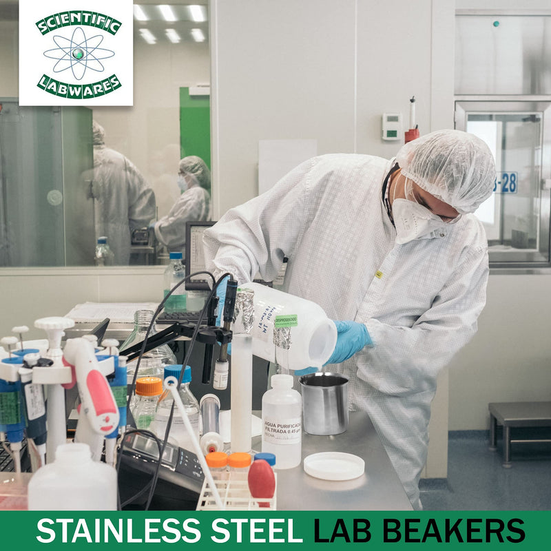 Stainless Steel Lab Beakers with Rim, Low Form, 1000mL 1000 mL