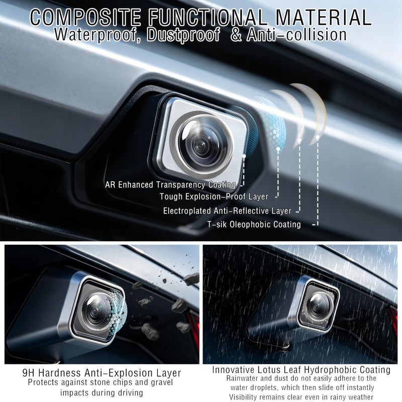 4PCS Car Camera Lens Protector,Car Backup Camera Lens Cover with 2PCS Cleaning Cloth,Ultra Clear Protective Film,360° All-Round Protection,Anti-Scratch&Waterproof,Compatible with Most Vehicle Cameras