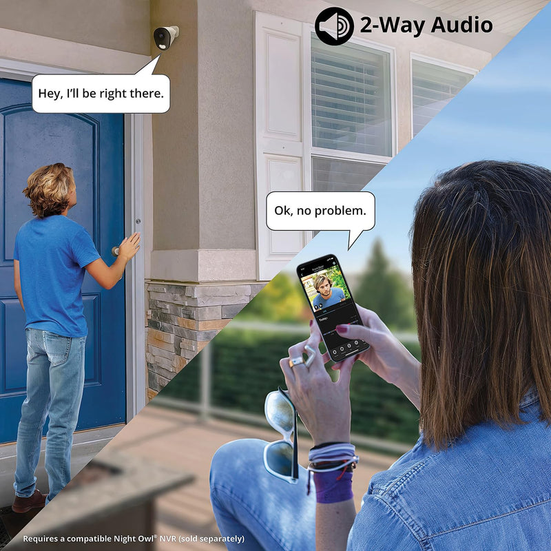 Night Owl Wired IP 4MP Deterrence Camera with 2-Way Audio - White