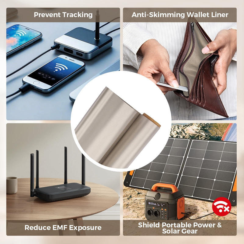 Faraday Fabric 43" x 36" with Conductive Tape, Military Grade EMF RF Shielding Cloth, Blocks WiFi, Bluetooth, GPS, RFID & Cellular Signals for DIY Privacy & Device Protection 1 Yard(43''*36'')