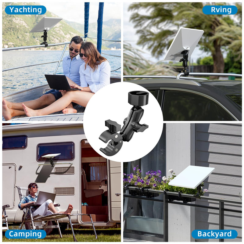 BURMONG 2026/2025 Starlink Mini Clamp Mount, Star Link Mini Pipe Mount with 2025 Pipe Adapter, Aluminum Alloy Adjustable Mounting for Camper, RV Ladder, Pole, Yacht, Guardrails (1/4"-20 Thread)