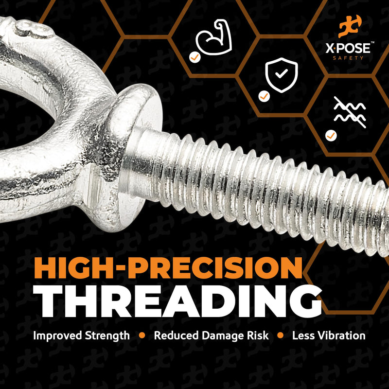 Xpose Safety Shoulder Eye Bolt 3/8"-16 x 1-14" - Industrial Strength Threaded Lifting Eye Bolt Screw for Machinery, Hoist, Anchor, Towing & More - 3/8" Eye Bolts Heavy Duty Galvanized Steel 12 Pack