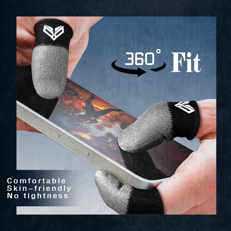 12PCS Gaming Finger Sleeves. 0.29MM Silver Fiber, Anti Sweat, Extremely Thin,Breathable Touchscreen dedales Gamer Finger Cover Thumb Sleeve Fit Phone Game Tablet Devices. Gray(12pcs)