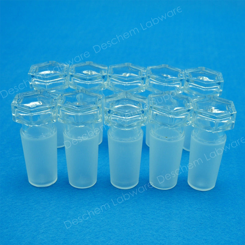 10Pcs 24/40 Lab Hollow Glass Stopper Laboratory Ground Joint Hexagonal Plug 10