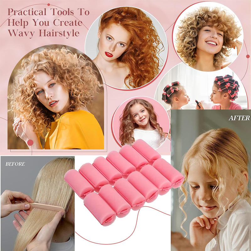 Foam Sponge Hair Rollers for Short Hair,36PCS Soft Curlers Flexible Sponge Curlers 20mm Mini Foam Hair Styling Home DIY Curling Tools for Women and Kids (Pink, Yellow, Blue)