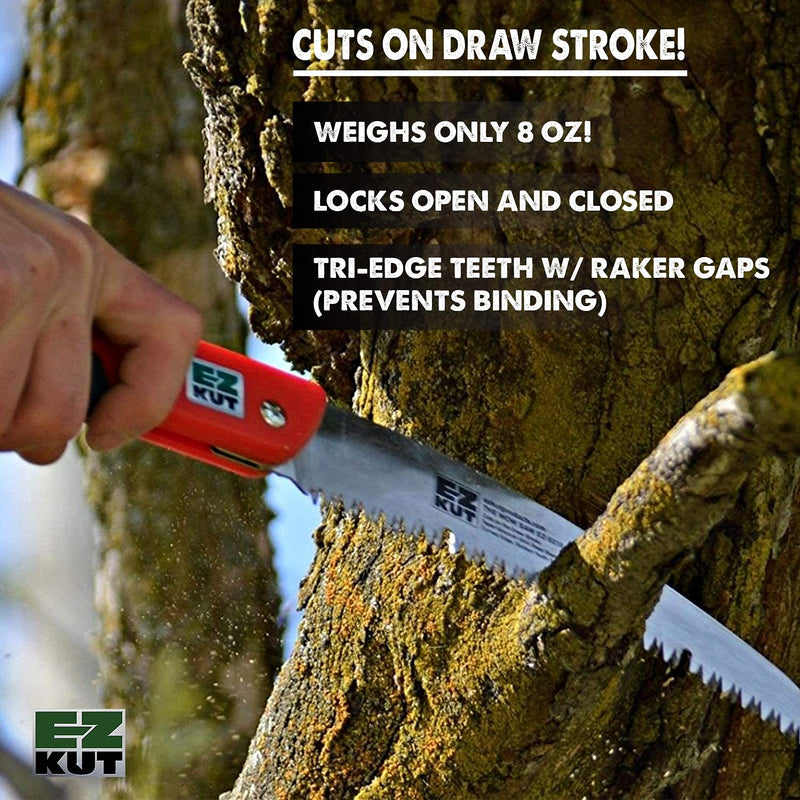 EZ KUT WOW Folding Saw 10” – Heavy-Duty Hand Saw for Tree Trimming, Pruning & Wood Cutting – Compact Foldable Design for Camping, Hunting & Survival – Razor Sharp SK4 Steel Blade Wow Saw
