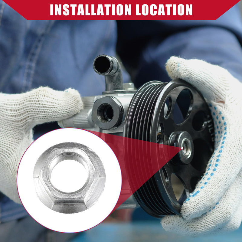 90305PAAA01 90305P0G003 Power Steering Pump Pulley Nut for Honda Accord 1995-2012 for Honda Civic 1996-2011 / Inner/Durable Metal/ 1 Pcs Silver Tone
