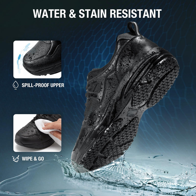 NINGO Non Slip Work Shoes for Men, Slip Resistant Mens Work Shoes, Water & Oil Resistant Kitchen Shoes for Men, Lace-Up Lightweight Work Sneakers for Chef, Restaurant, Warehouses 10
