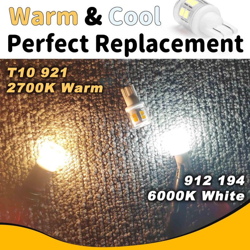 Bright T10 921 922 912 Led Bulbs for 12V RV Tralier Interior Ceiling Dome Light, Cool White 6000k, 194 168 LED Replacement Camper Boat Trunk Map License Backup Reverse Width Lamp Landscape Lights,5Pcs T10 5pack