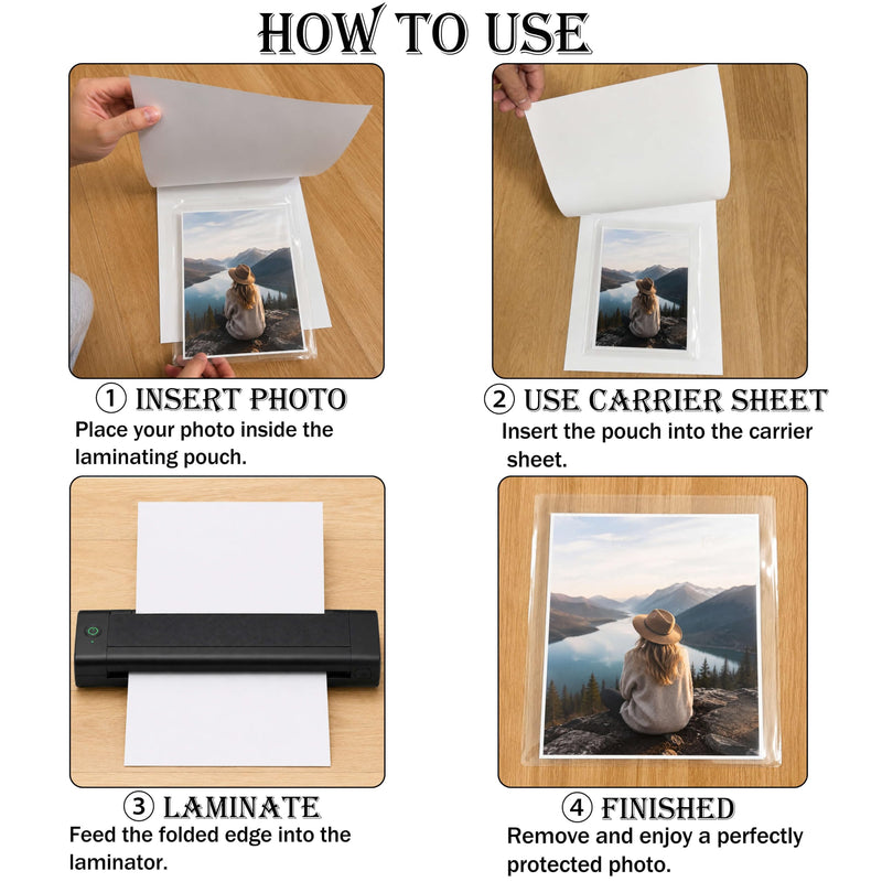 6PCS Laminator Carrier Sleeves Anti-Jam Reusable Sheets-Letter Size | Anti-jam lamination|Reusable carrier sheets|Letter size compatible|Fits most pouch laminators|Document photo protection Letter Size 6