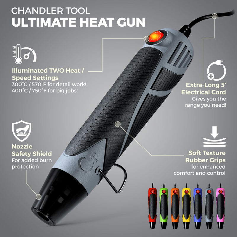 Heat Gun for Crafting, Mini Dual Temp Hot Air Gun Tool for Epoxy Resin, Shrink Wrapping, Vinyl Wrap, Embossing, Electronics, Candle Making, Sublimation, Phone Repair & DIY (Grey/Black) Grey/Black